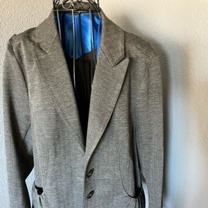 Grey blazer with pocket ruffles